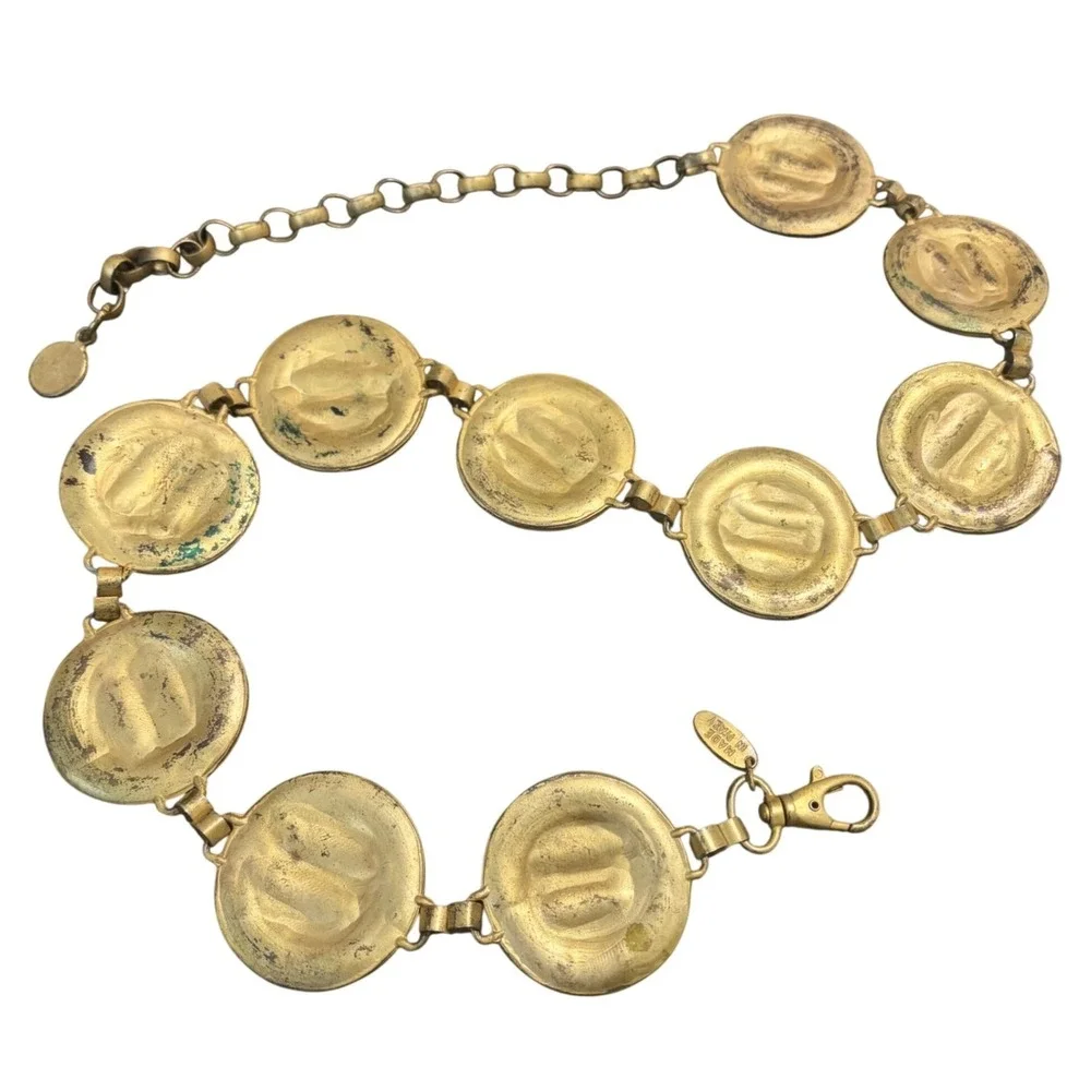 Vintage The Limited Sun Face Medallion Belt Metal 90s Y2K Celestial Astrology - Picture 10 of 14
